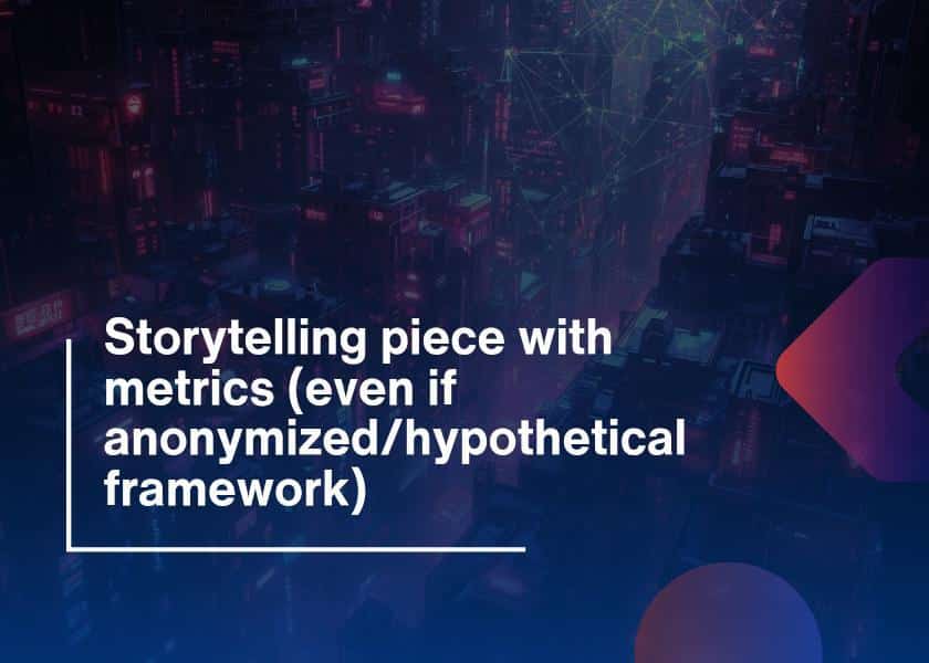 Storytelling piece with metrics (even if anonymized / hypothetical framework).